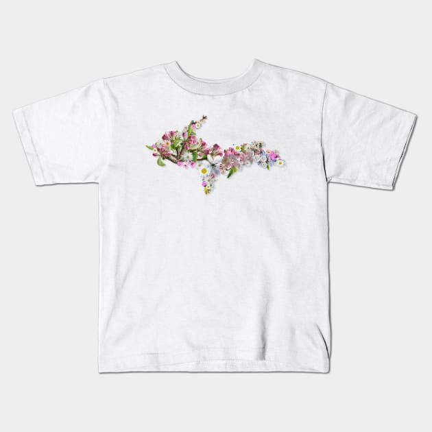 Upper Peninsula of Michigan Apple Blossoms Kids T-Shirt by Jarrodjvandenberg